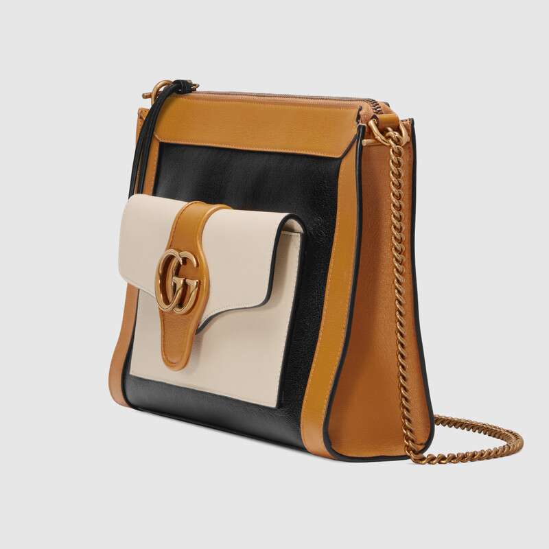 Gucci Small Messenger Bag with Double G Shoulder Bag 648999 Black and white and orange